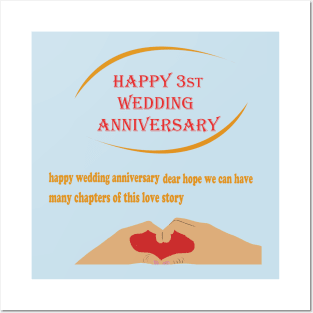 happy 3st wedding anniversary Posters and Art